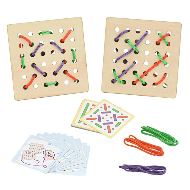 Wooden Lacing Board and Threading Game - Image 4