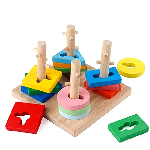 Unlock Four Sets Of Columns Wooden Toy - Image 2