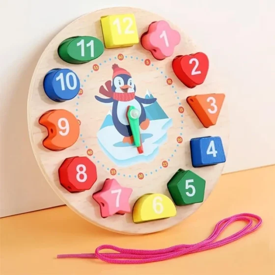 Digital Geometry Clock Wooden Toys