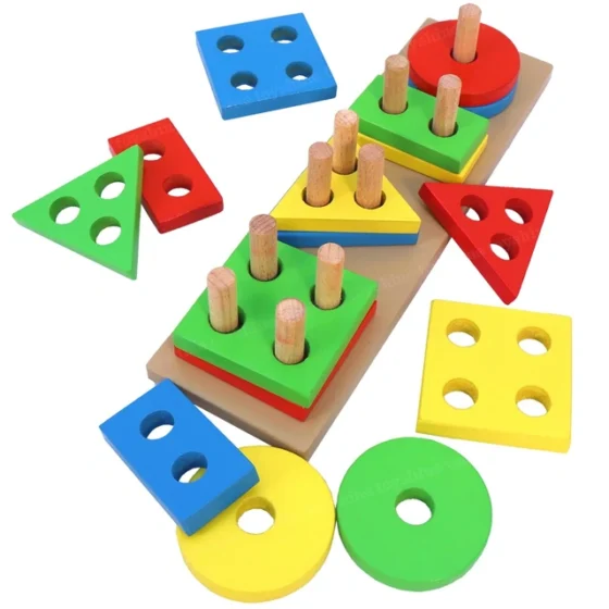 Wooden Angle Geometric Blocks (4 Shapes)