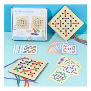 Wooden Lacing Board and Threading Game
