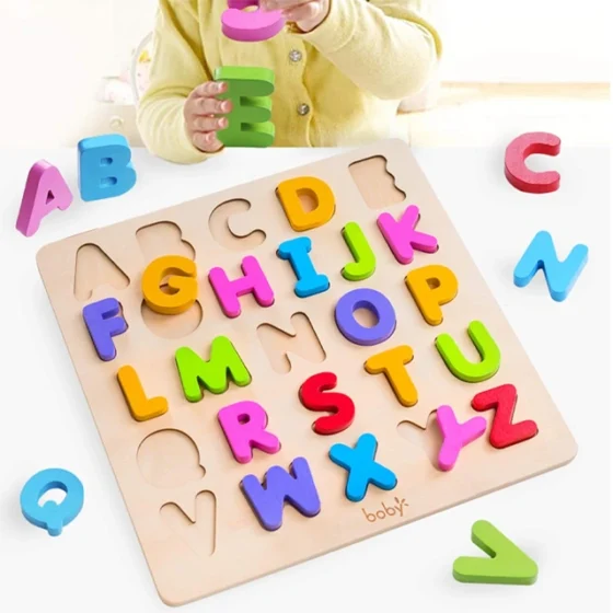 Wooden Alphabet Puzzles Numbers Count Board