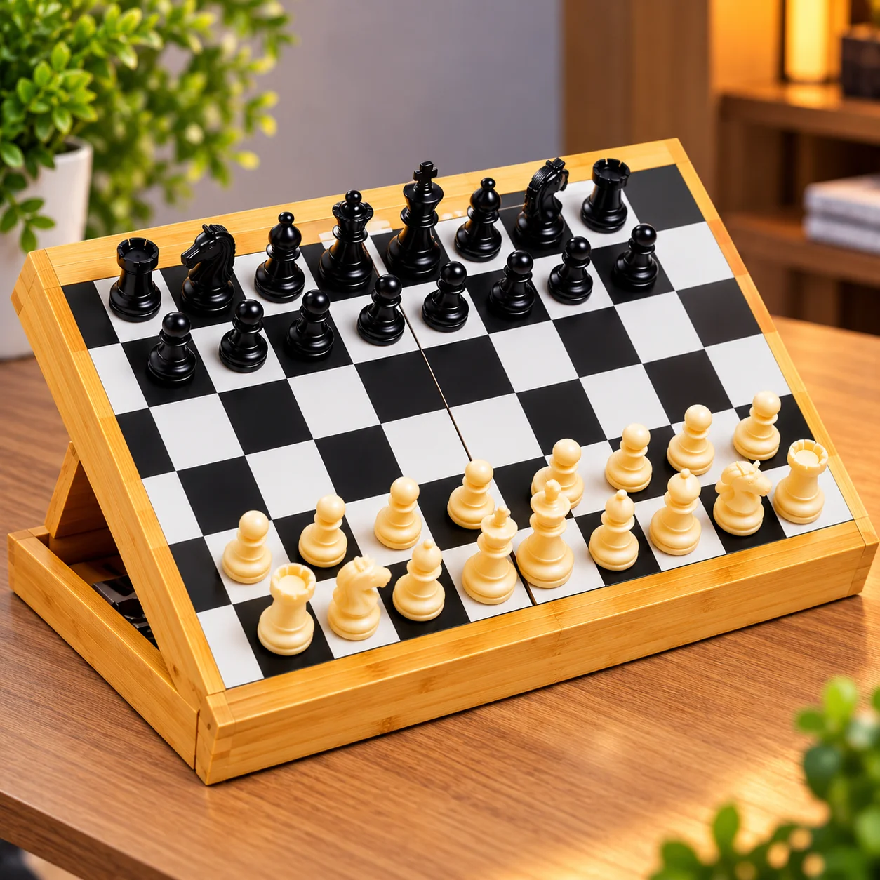 Angled Wooden Magnetic Chess Set