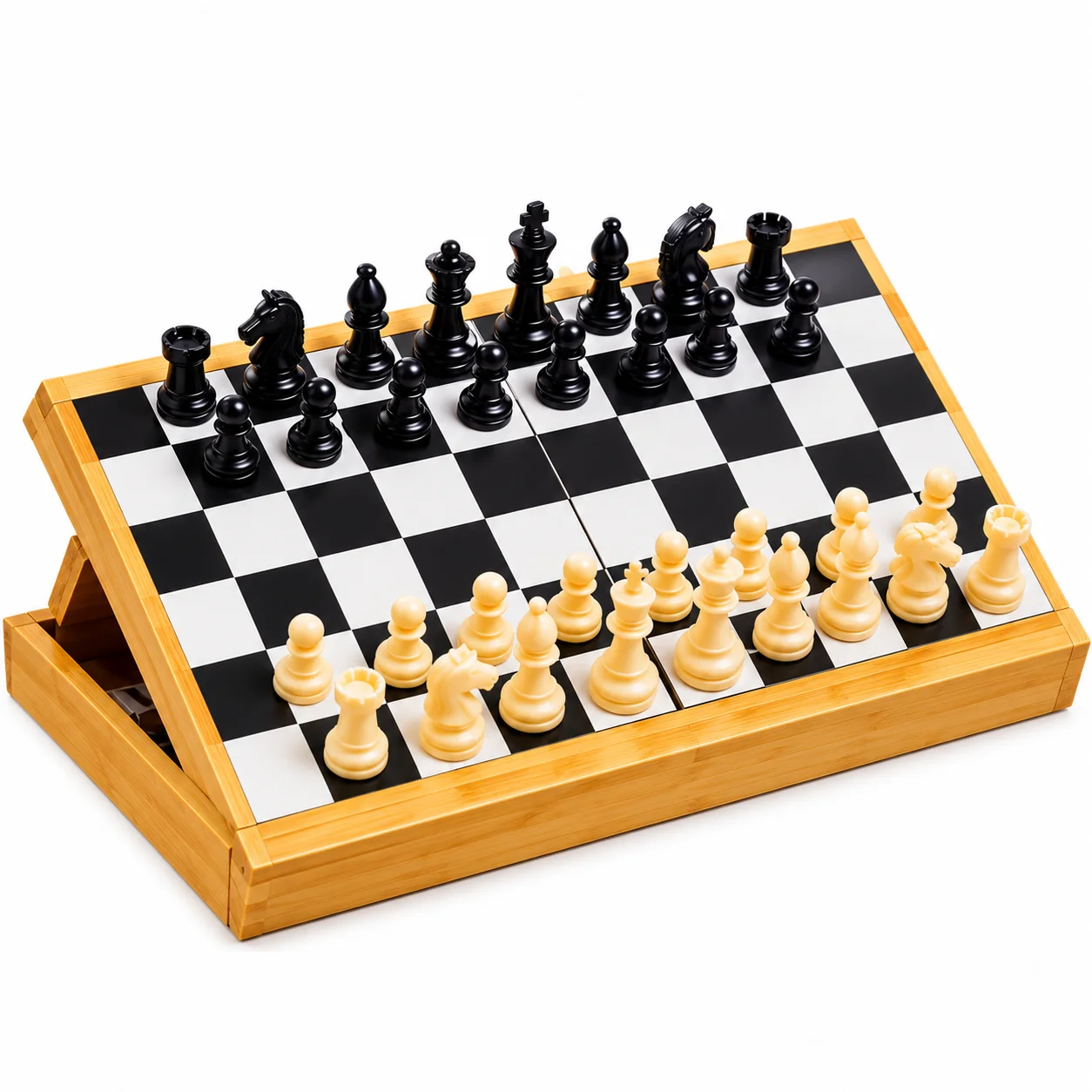 Angled Wooden Magnetic Chess Set