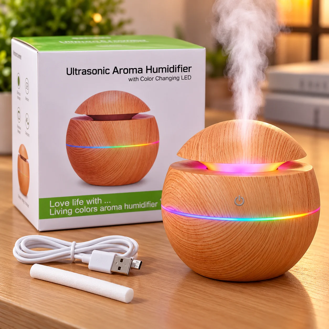 Cozy Color-Changing Aroma Humidifier Setup