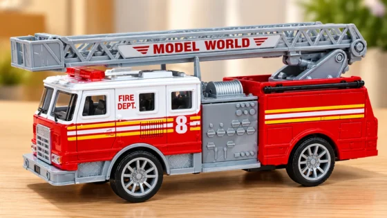Detailed Red Ladder Fire Truck