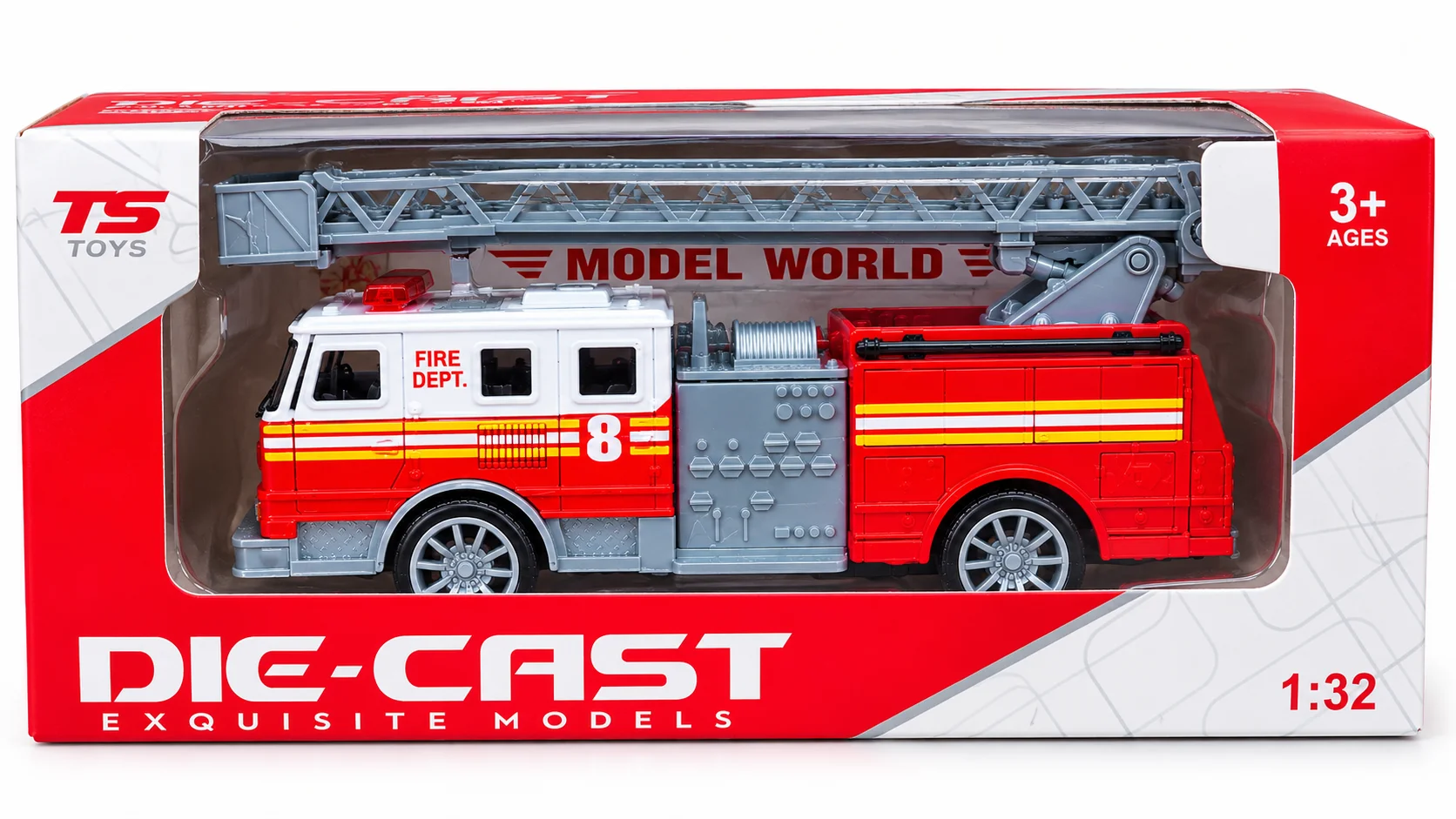 Detailed Red Ladder Fire Truck