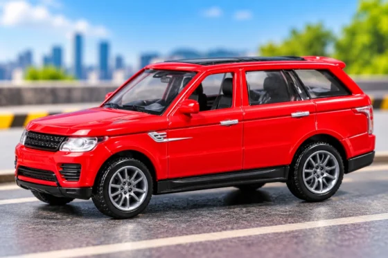 Glossy Red SUV Toy Diorama