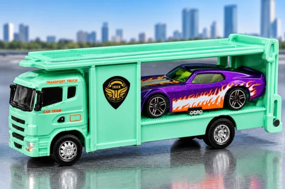 Mint Car Carrier with Purple Flame Racer