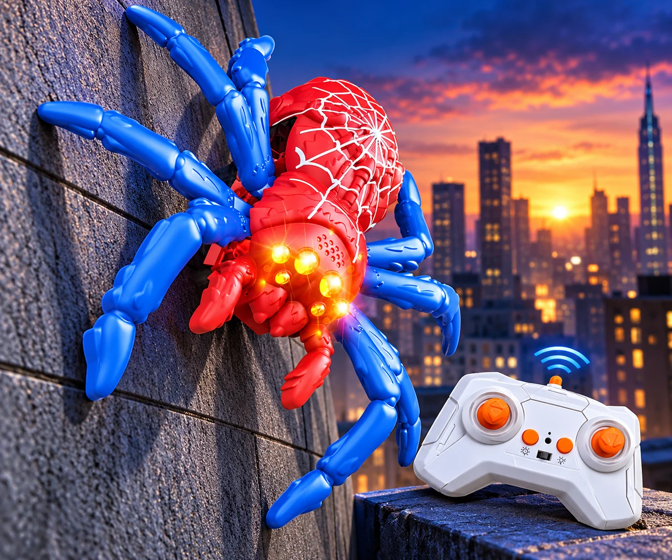 -Model red and blue RC wall climbing spider