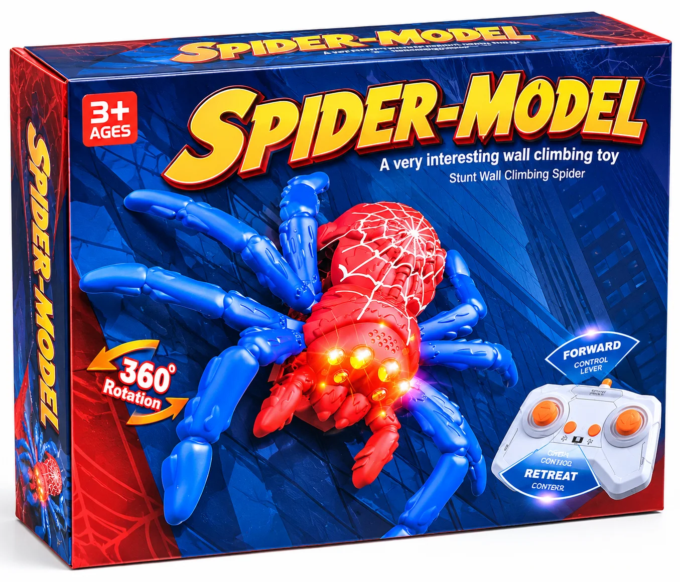 -Model red and blue RC wall climbing spider