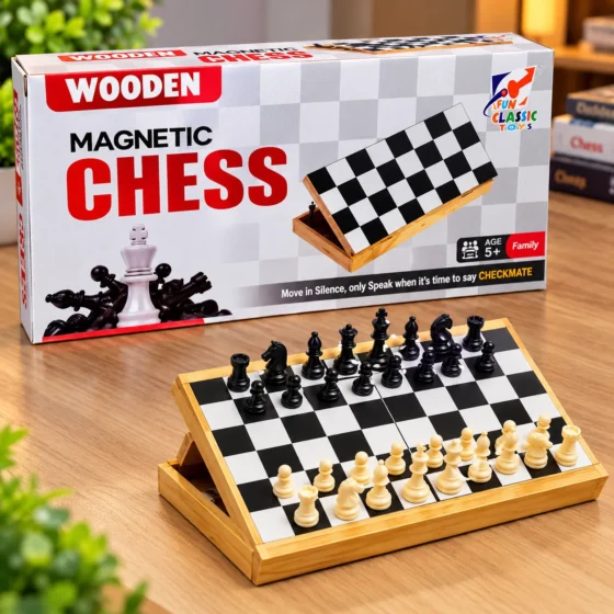 Angled Wooden Magnetic Chess Set